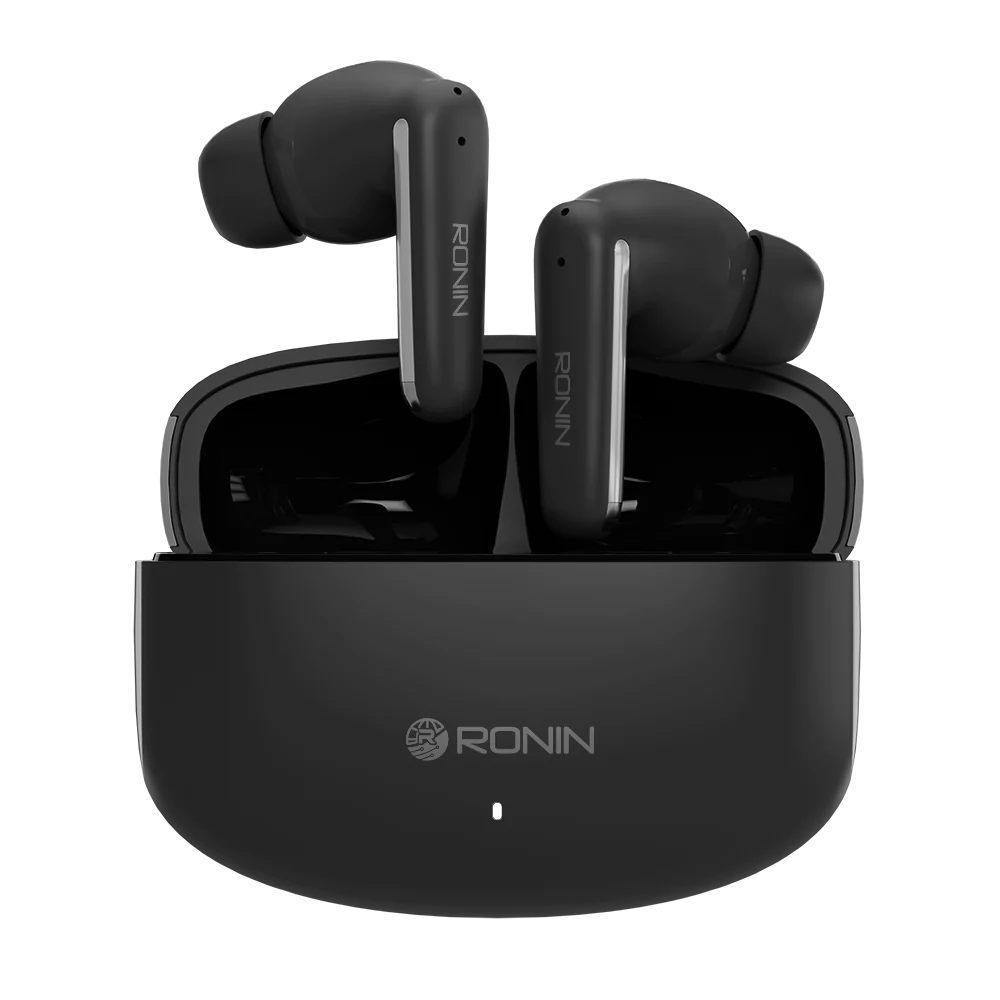 Ronin R-140 ANC & ENC Earbuds, 500mAh Battery with AI Voice Assistant, Gaming Mode, High-Performance Quad Mic Setup Ronin R-140 ANC & ENC Earbuds, 500mAh Battery with AI Voice Assistant, Gaming Mode, High-Performance Quad Mic Setup